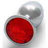 Ouch! Bijou anal Round Gem S 6 x 2.6cm Argenté-Rouge